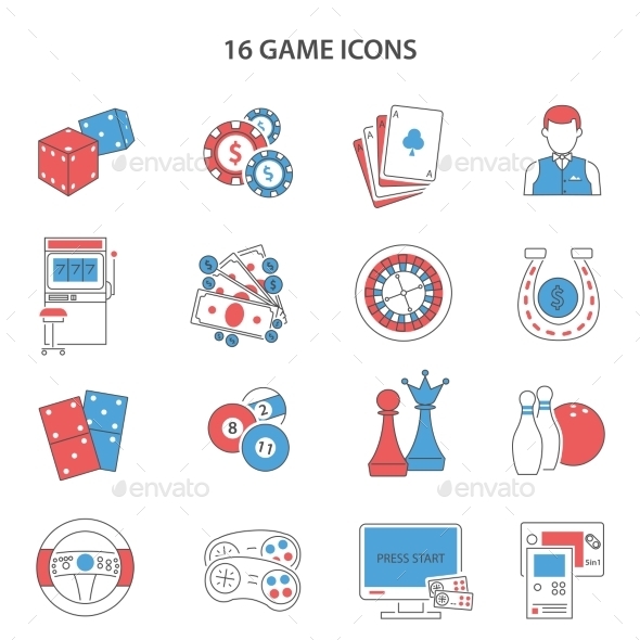 Game Line Icons Set