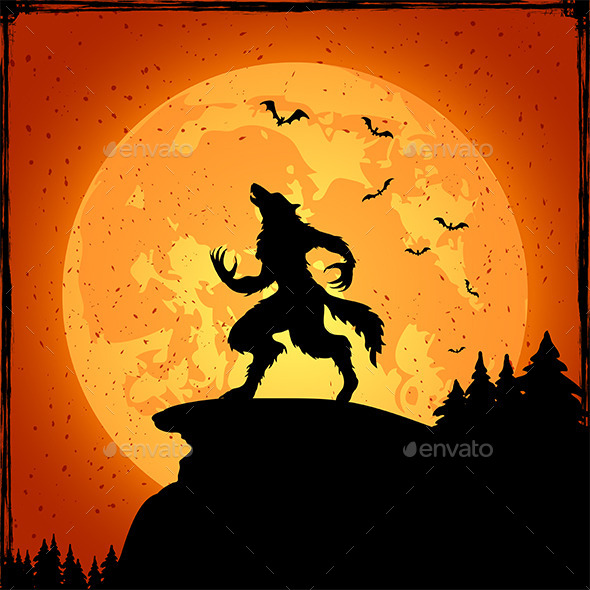 Werewolf on Orange Background