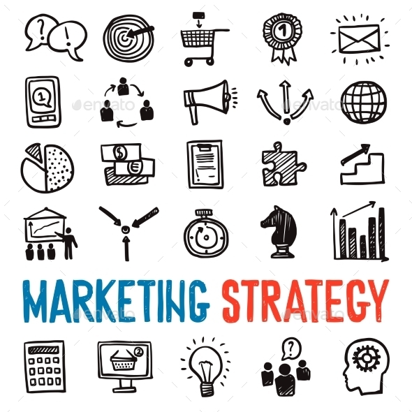 Marketing Strategy Icons Set