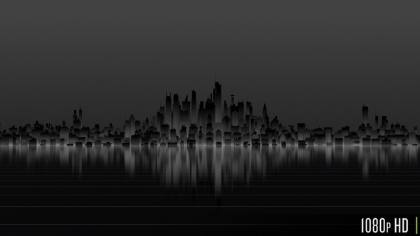 3D Dark City Metropolis Silhouette Concept