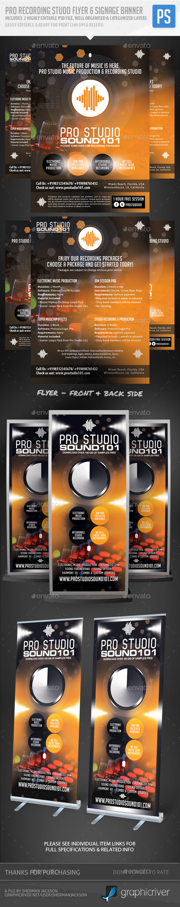 Music Studio Flyer Graphics Designs Templates