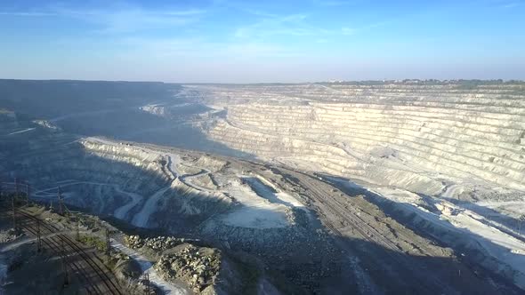 Aerial View Modern Huge Asbestos Pit in Bright Sunlight