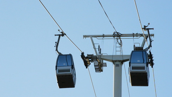 Cable Car Line Running with Blue Sky at Background