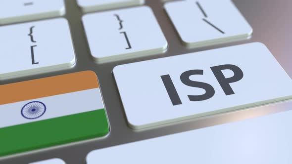 ISP or Internet Service Provider Text and Flag of India on the Keys