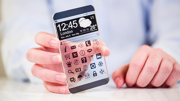 Smartphone With Transparent Screen In Human Hands