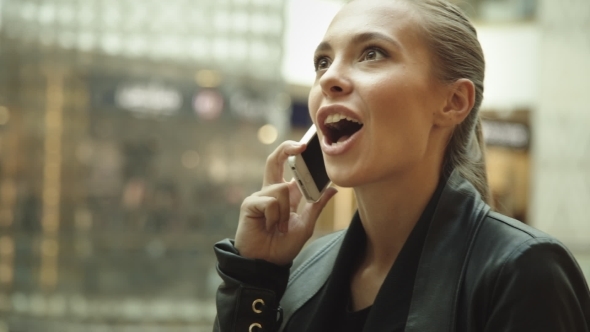 Girl With Long Hair, Talking On The Phone alt