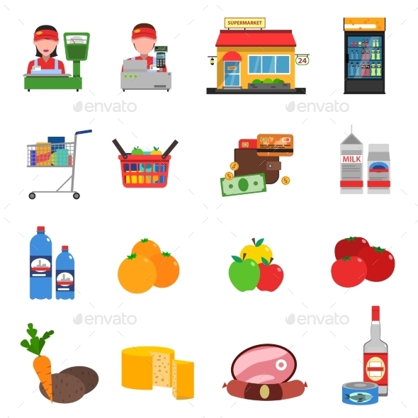 Supermarket Icons Set