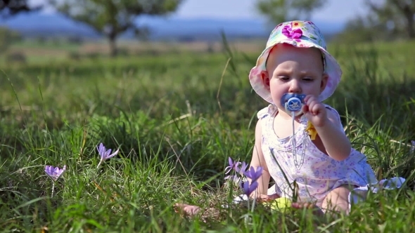 Eight Month Girl With Flowers