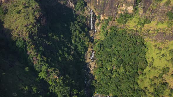 Aerial view of Ravana Water Falls, Ella, Sri Lanka