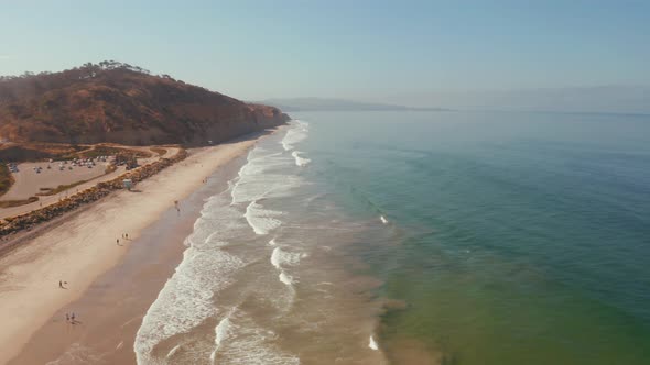 Aerial View of the Coastline Beach in San Diego in California By the Pacific