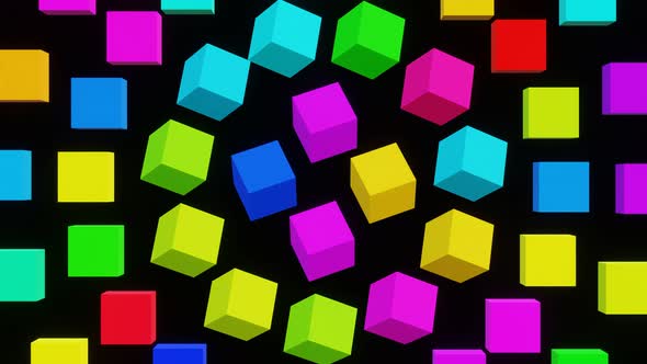 VJ Loop Spinning Multicolored Cubes