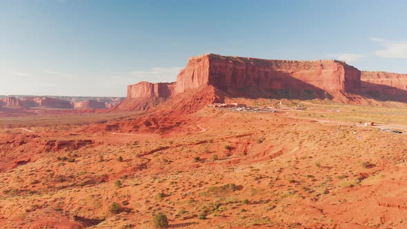 Panoramic View of Monument Valley Landscape and Buttes From Drone on a Sunny Day USA