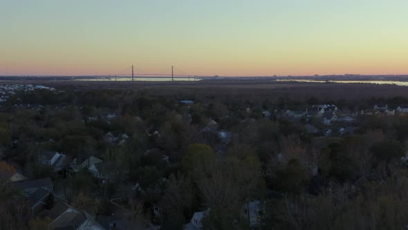 Dusk in Daniel Island with Arthur Ravenal Jr Bridge in background