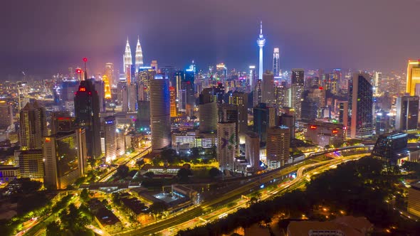 aerial view hyperlapse 4k video of Kuala Lumpur city