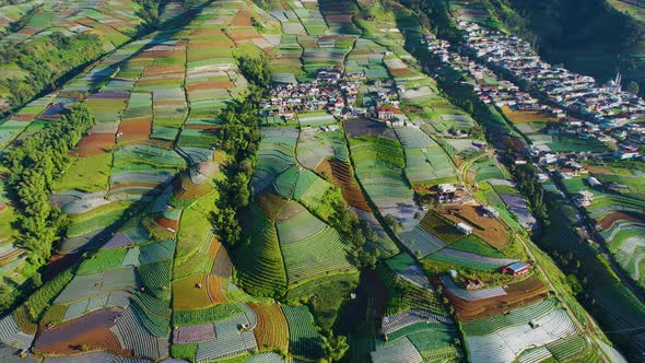 Aerial view of the Nepal van java is a Rural tour on the slopes of mount sumbing
