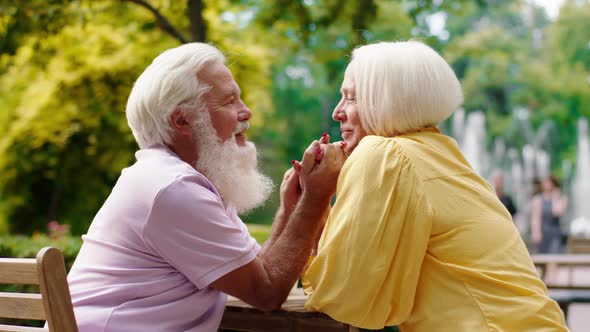 Amazing Looking Old Female and Man Have a Meeting