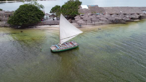 Brazilian landmark rainwater lakes and sand dunes. Jericoacoara Ceara.