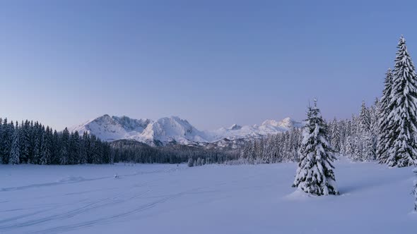 Sunrise Over Winter Landscape Time Lapse