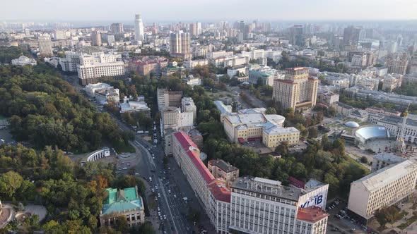 Cityscape of Kyiv, Ukraine. Aerial View, Slow Motion