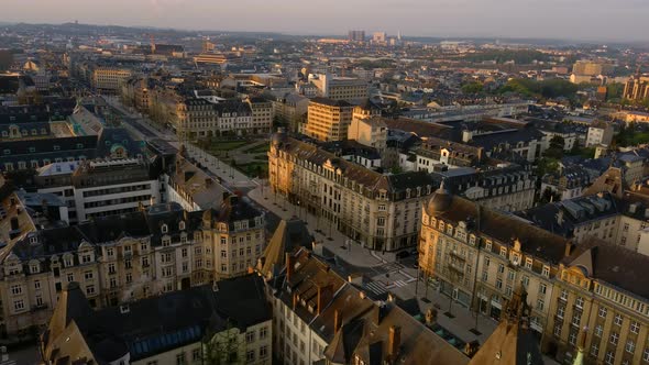 Avenue de la Liberte in Luxembourg City drone footage