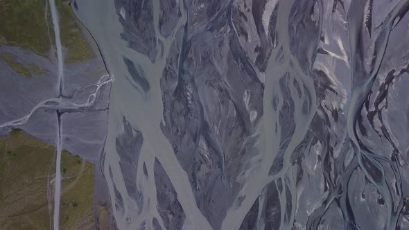 Aerial View of Glacier River in Iceland