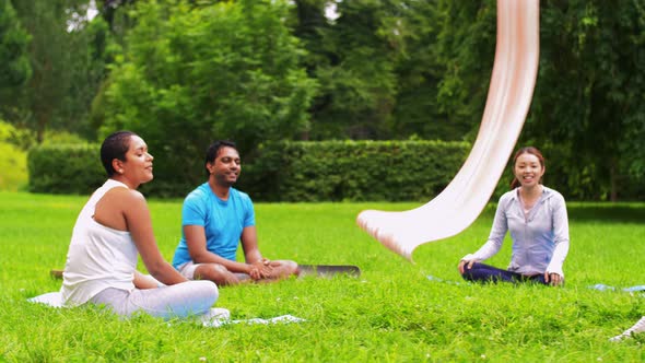 Group of People Meeting for Yoga Class at Park