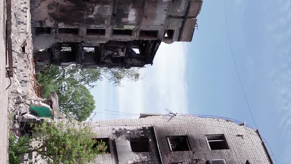 Vertical Video of War in Ukraine  Destroyed House