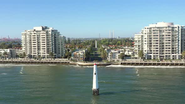 Port Melbourne an Affluent Seaside Suburb in Australia with Lighthouse Beacons