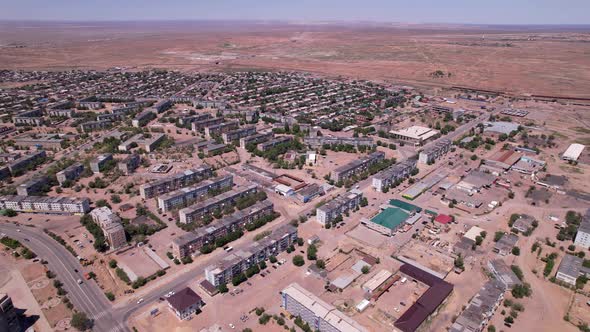 Drone View of the Small Town of Balkhash