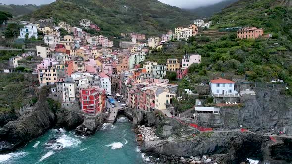 Colorful Europe Cinque Terre buildings in Riomaggiore Cinque Terre Italian coast