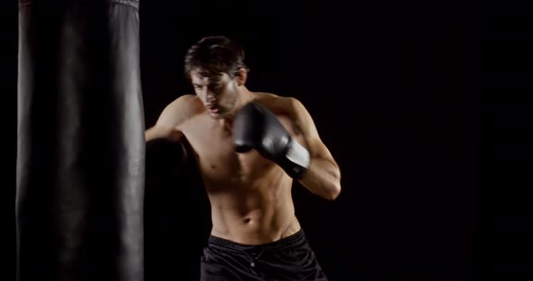 Athletic Male Workout Boxing Slow-Motion