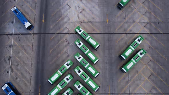 Aerial View Of Bus Parking Lot
