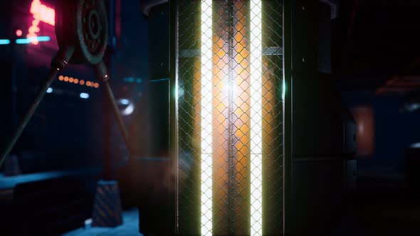 Futuristic Street with Neon Glow at Night alt