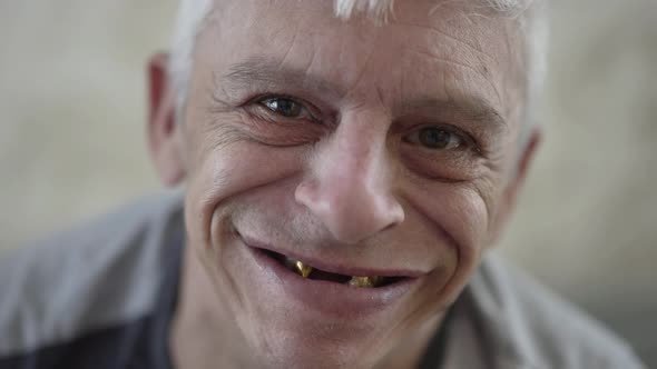 Funny Mature Man Without Teeth