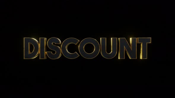 discount text metallic gold effect . 4k resolution video . for business , market , store , shop