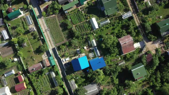 Aerial View From Drone on Village with Summer Houses