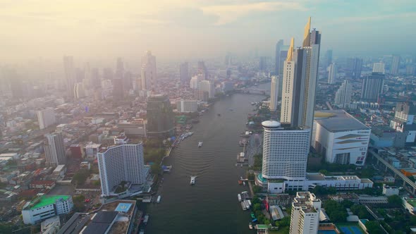 4K UHD : Bangkok thailand aerial city view drone footage over the city.