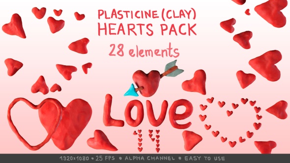 Plasticine (Clay) Hearts Pack