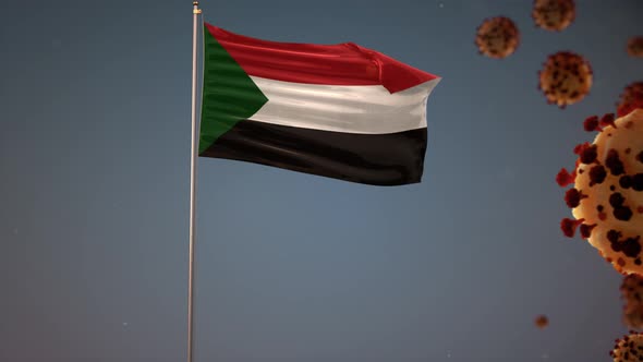 Sudan Flag With Corona Virus Attack 4K alt
