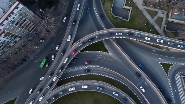 Rush Hour On The Overpass In The Evening