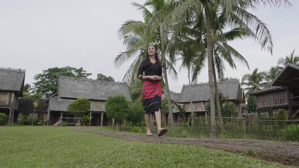 Khmu Girl Walking At Khmu Village