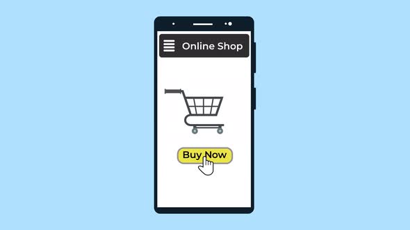 Online shopping and buying with a smartphone 4K animation