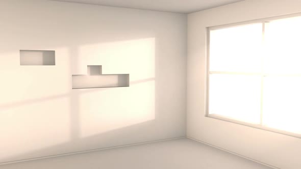 Empty white room with sunlight from the window