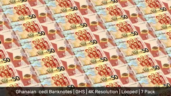 Ghana Banknotes Money / Ghanaian  cedi / Currency ₵ / GHS/ | 7 Pack | - 4K