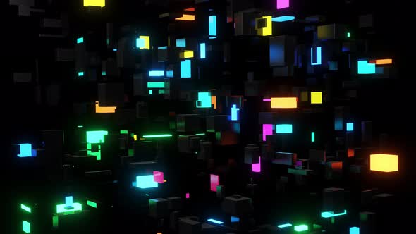Different Sizes Cubes Network Lighting Multicolor Neon Light Like Night City