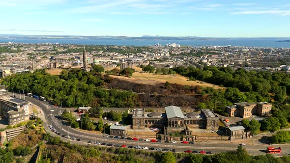 Aerial Video Calton Hill Edinburg View From South 4k