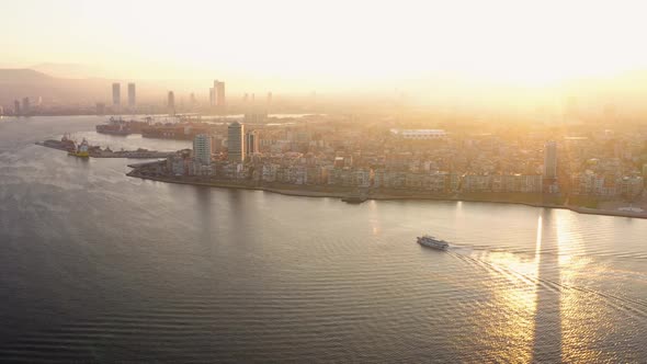 Megapolis with Skyscrapers at Sunrise