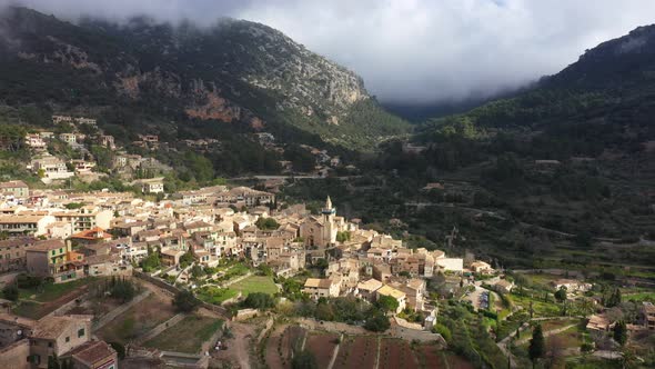 Aerial view of the old resort town Valldemossa