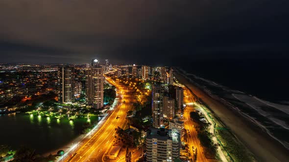 Surfers Paradise City Lights At Night