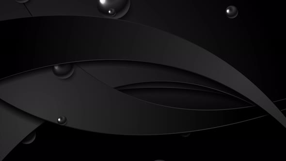 Black Abstract Tech Waves And Glossy Circles